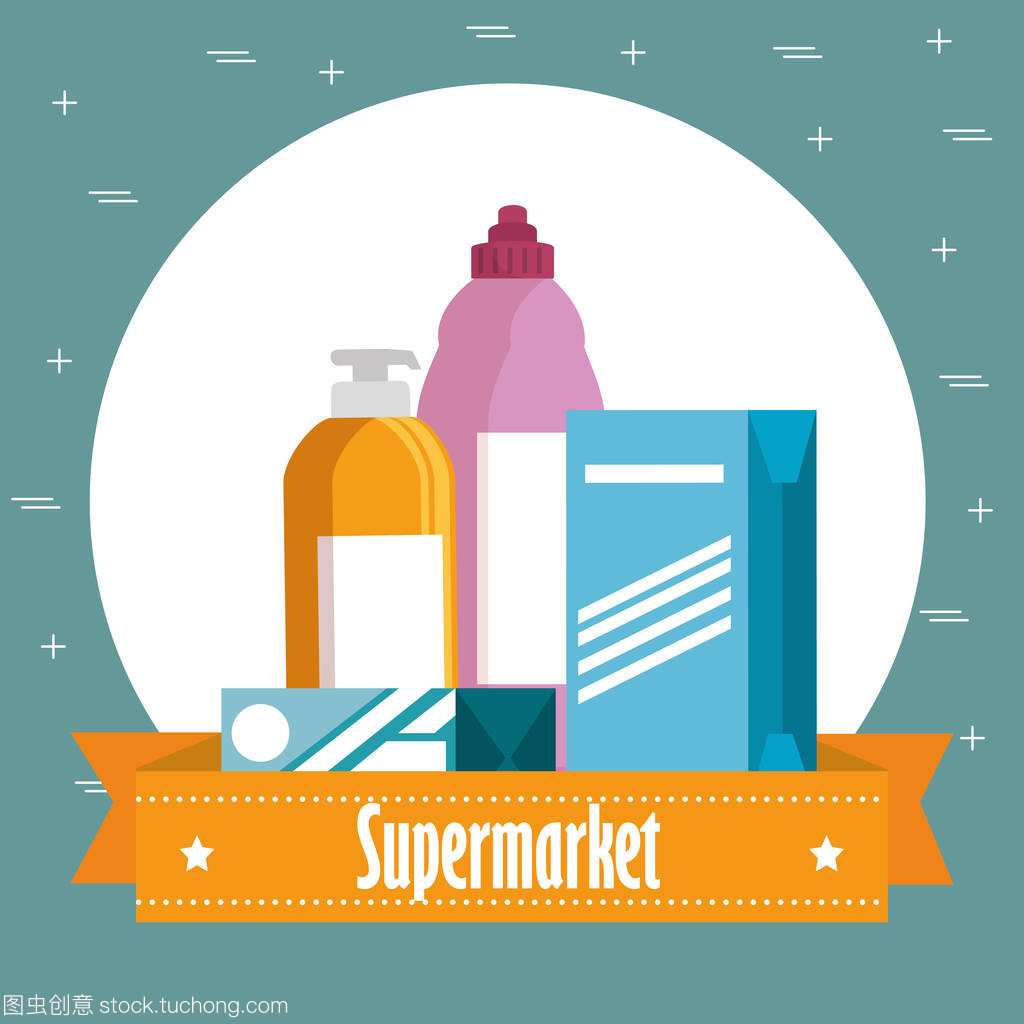 超市杂货套装图标 百货便利的视觉符号